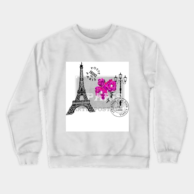 Vintage mail from Paris pink Crewneck Sweatshirt by kobyakov